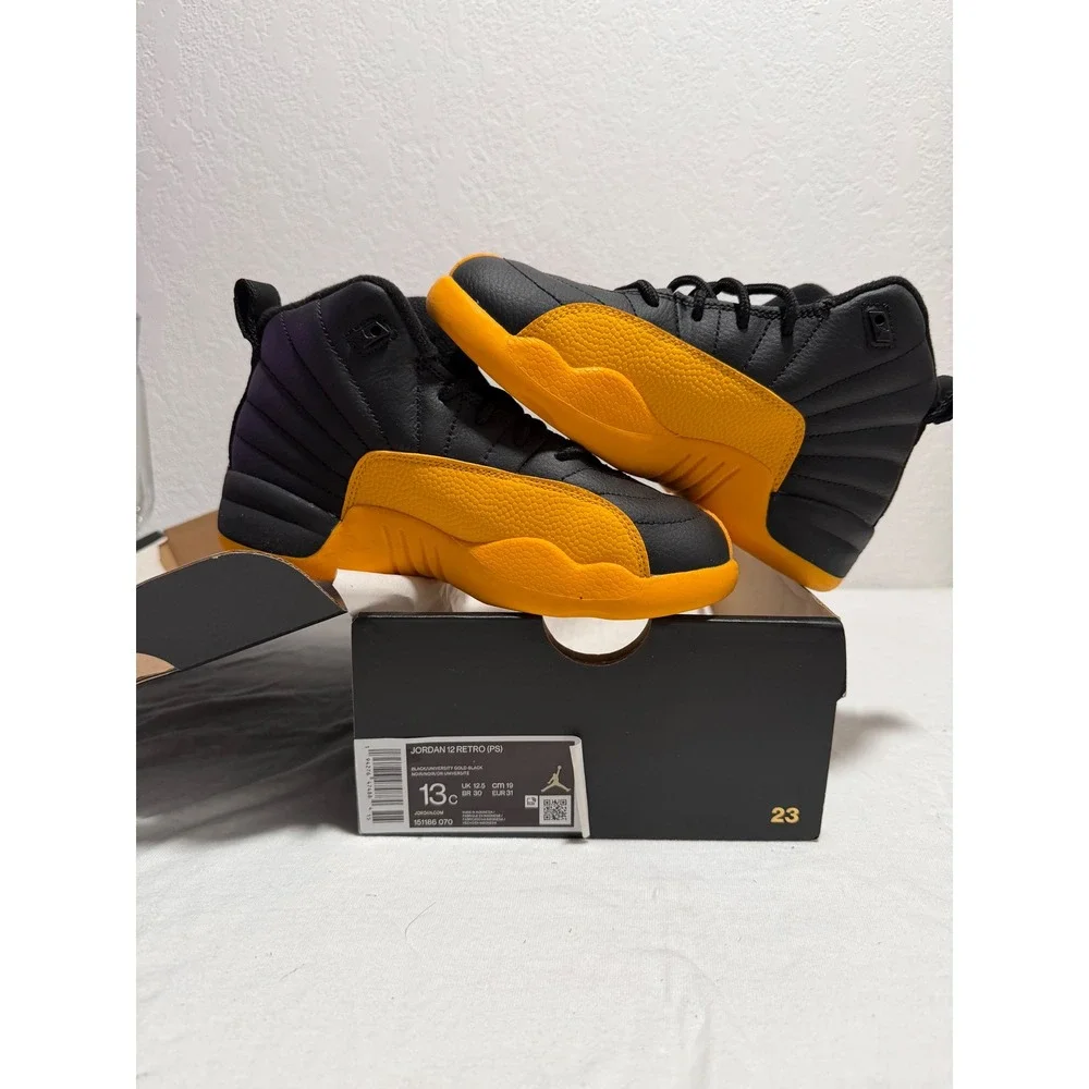 Jordan 12 Retro PS University Gold Black Sneakers 151186-070 Size 13C